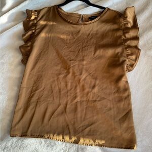 Ann Taylor Ruffled Sleeve Brown Top